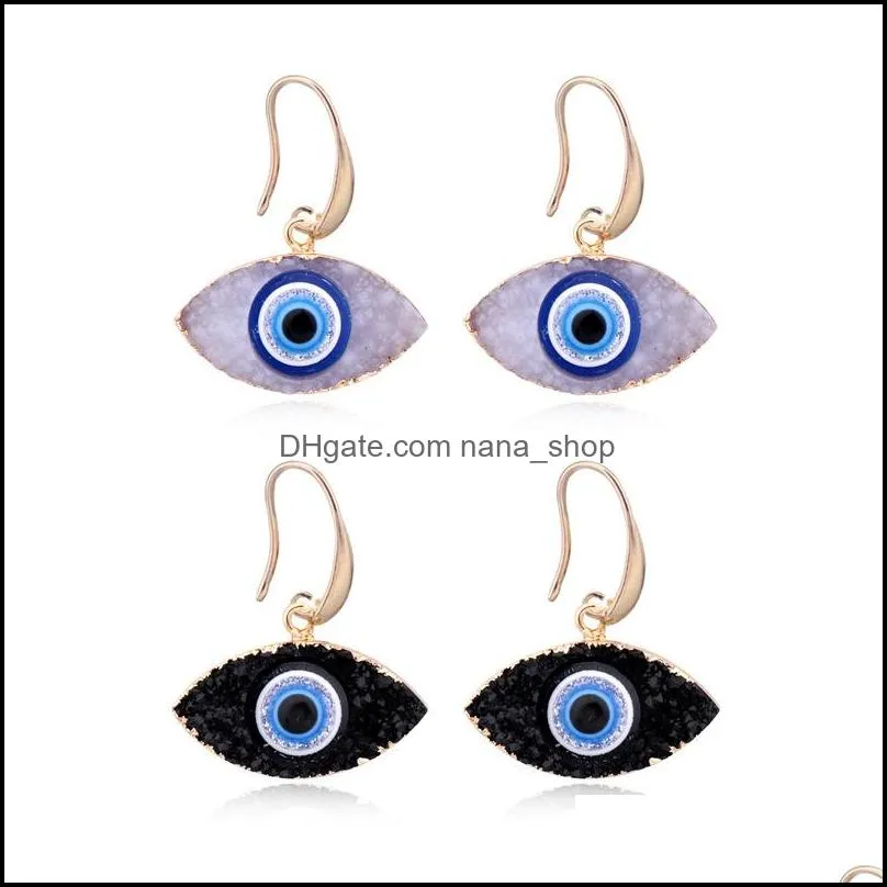 simple druzy drusy evil eye charms earrings resin handmade gold earings for women party birthday gift