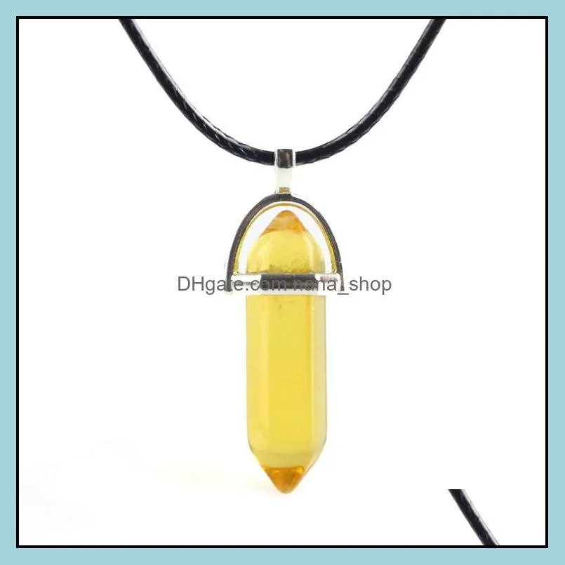 fashion transparent glass hexagon pillar point charm handmade pendant for jewelry pendants necklace making wholesale