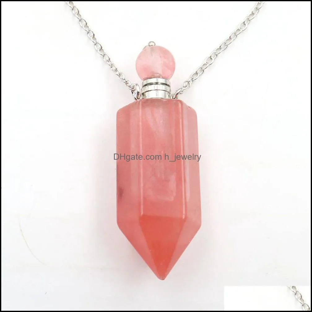  oil diffuser aromatherapy stone pendant necklace unisex,healing crystal point gemstone necklaces for women and men