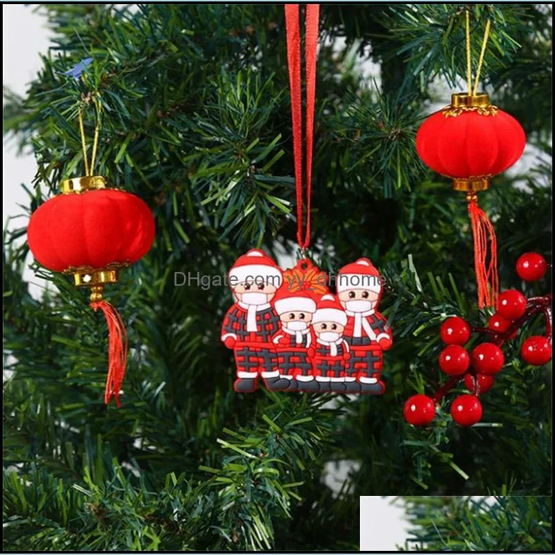 christmas tree hanging gift decorations accessories resin 2,3,4,5,6 people santa claus small pendant cute family photo frame ornaments