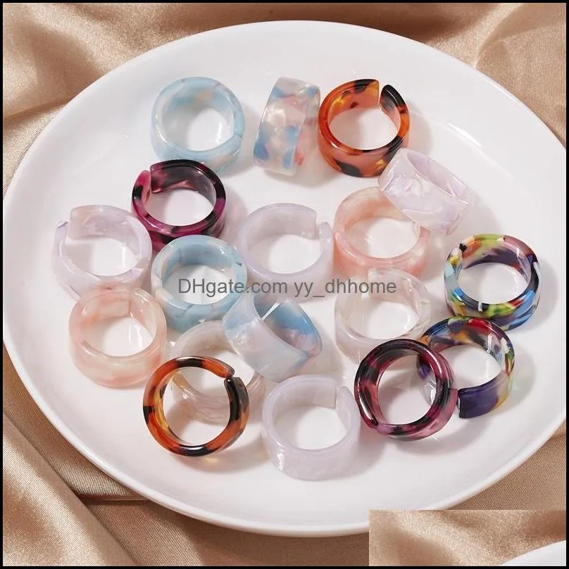 fashion transparent resin acrylic chunky chain ring for women colourful geometric square round rings jewelry gifts c3