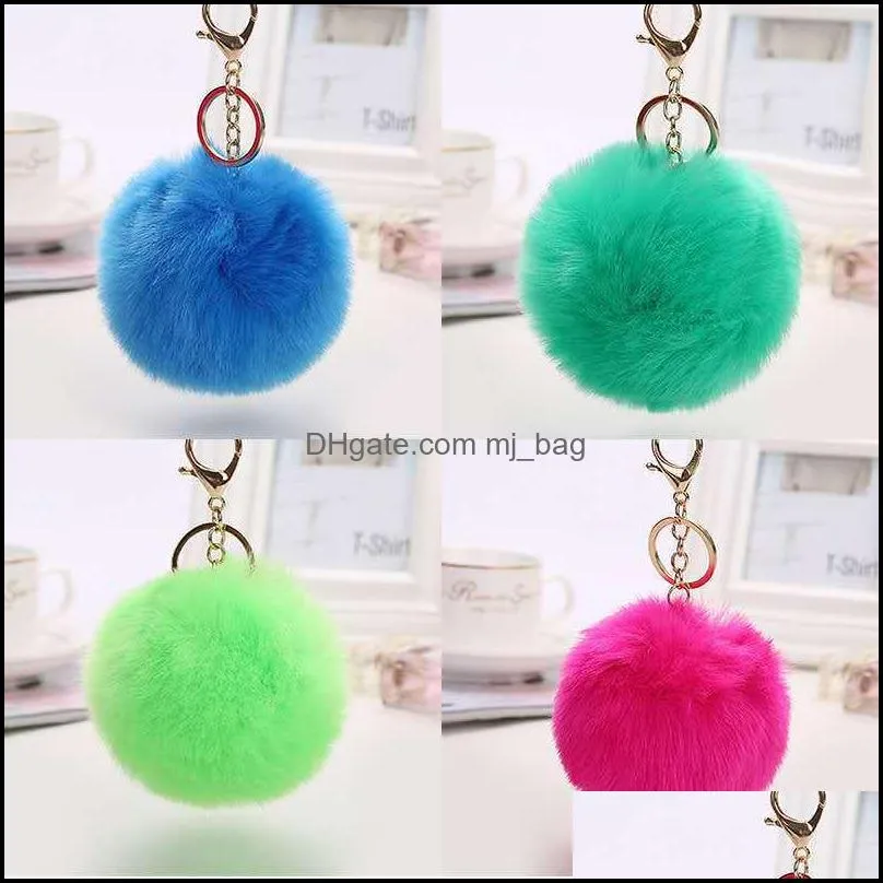 rabbit fur ball plush fuzzy fur key chain pom pom keychain car bag keychain key ring pendant jewelry party gift 20pcs 484 s2