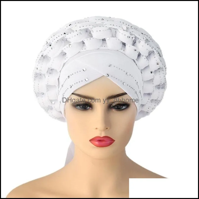 beanie/skull caps african auto gele aso oke headties muslim turban nigerian wedding headwear ready to wear autogele head wraps 1918 t2