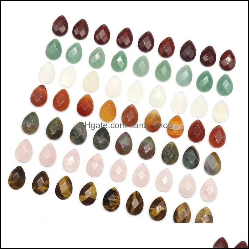 13*18mm flat back assorted loose stone faceted teardrop cab cabochons beads for jewelry making healing crystal wholesale