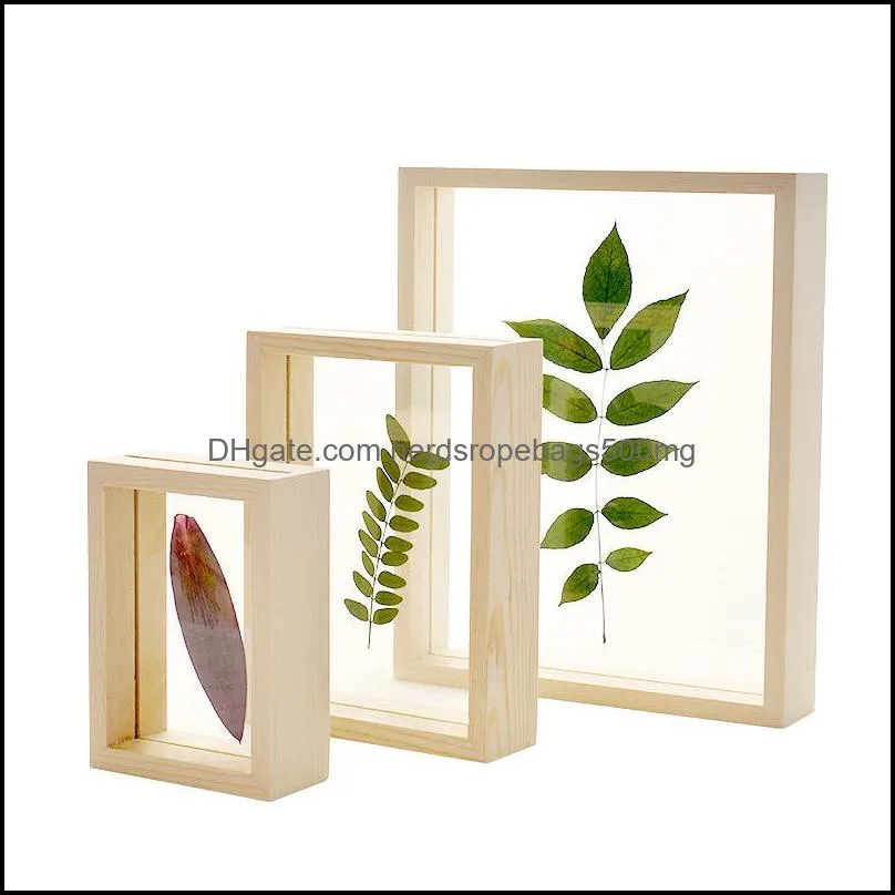 nordic style dried flower leaves diy pressed plant picture frames double side glass wooden frame home decoration wall art 1pc1 978 r2