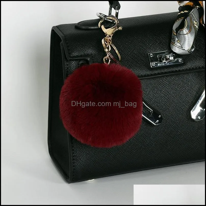 rabbit fur ball plush fuzzy fur key chain pom pom keychain car bag keychain key ring pendant jewelry party gift 20pcs 484 s2
