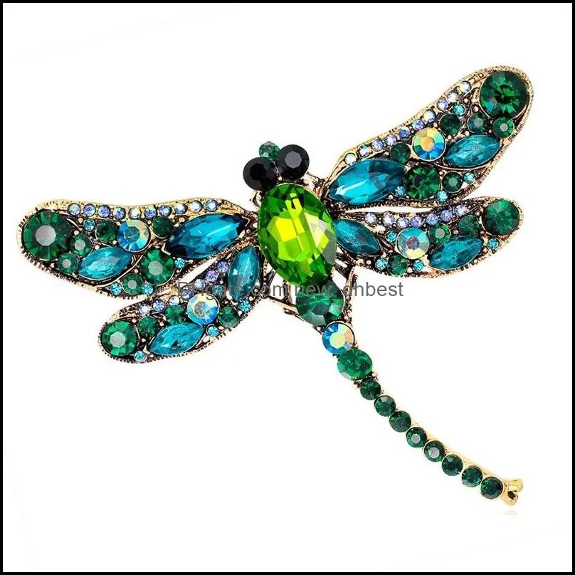 new fashion vintage crystal enamel dragonfly brooches jewelry for women gifts female jewelry 1935 t2