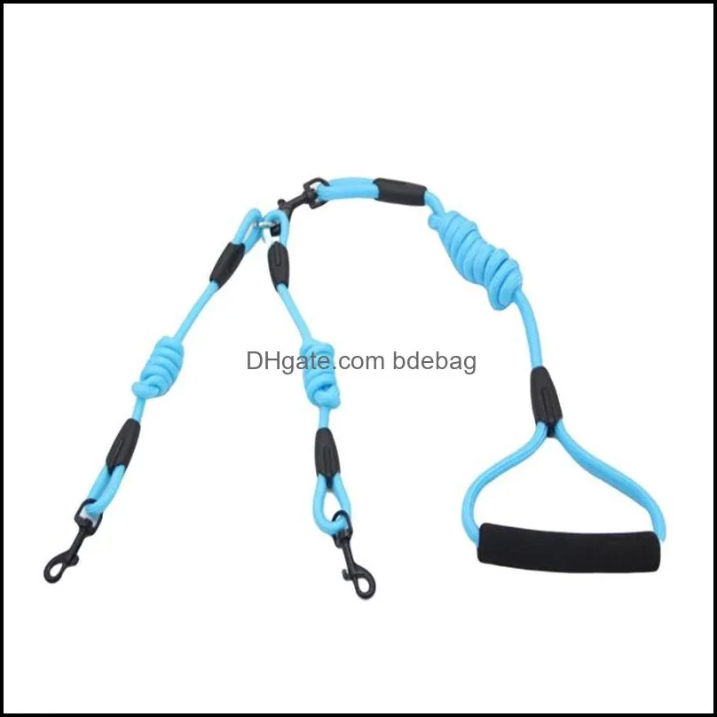 dogs double rope nylon walk 2 two dogs leash coupler double twin lead walking leash optional collar pull rope 434 v2
