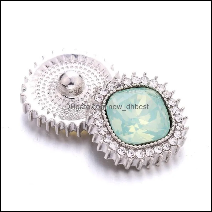 radiant colorful rhinestone chunk clasp 18mm snap button zircon sun flower charms bulk for snaps diy jewelry findings suppliers gift