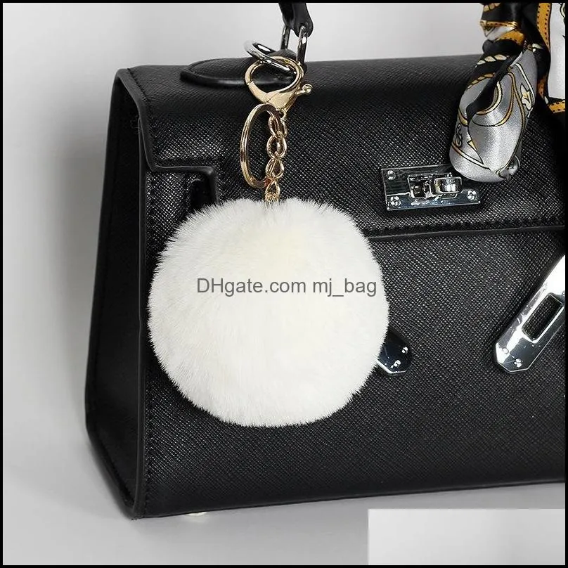 rabbit fur ball plush fuzzy fur key chain pom pom keychain car bag keychain key ring pendant jewelry party gift 20pcs 484 s2