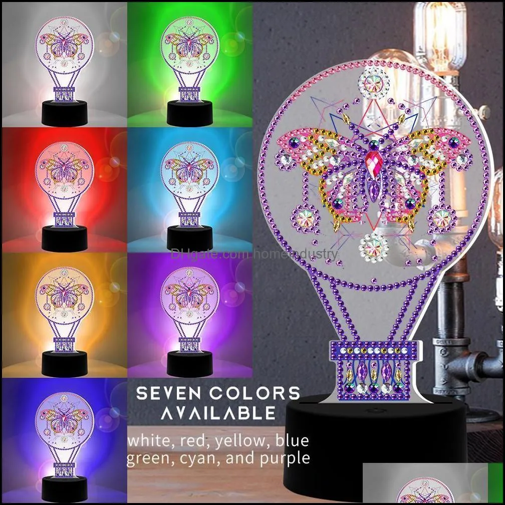 new 5d diy special shaped led diamond painting night light 7 color lamp pad acrylic board landscape home decoration gift 201202246d