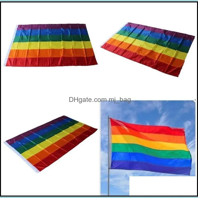 90x150cm rainbow flag rectangle colorful cloth flags stripes banners lightweight square park party celebration gadgets new arrival 5yn