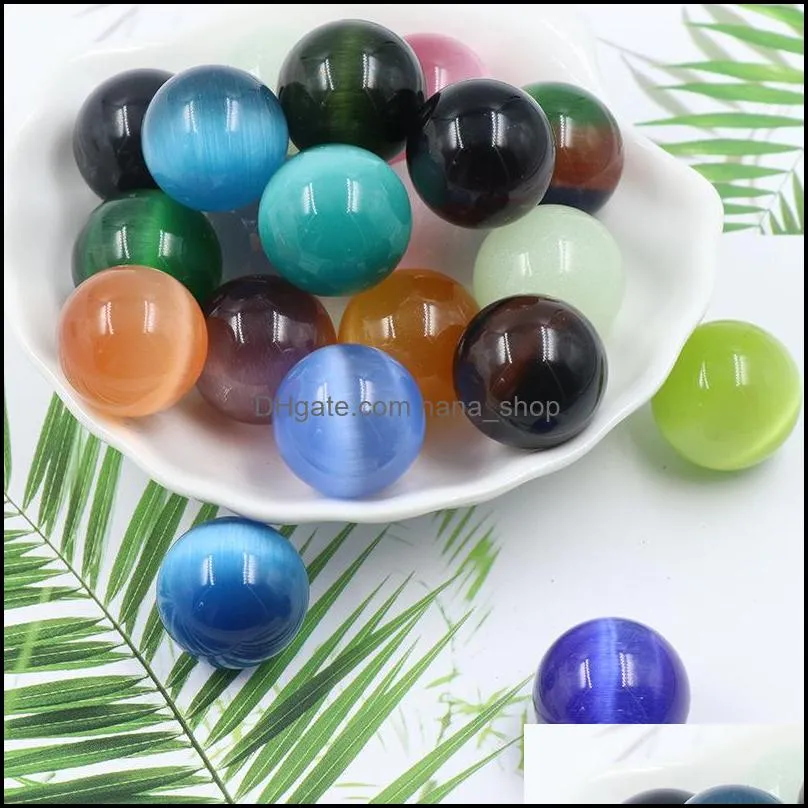 non-porous-ball 20mm cat`s eye opal stone bead natural healing crystal mascot massage accessory minerale gemstone reiki home decoration