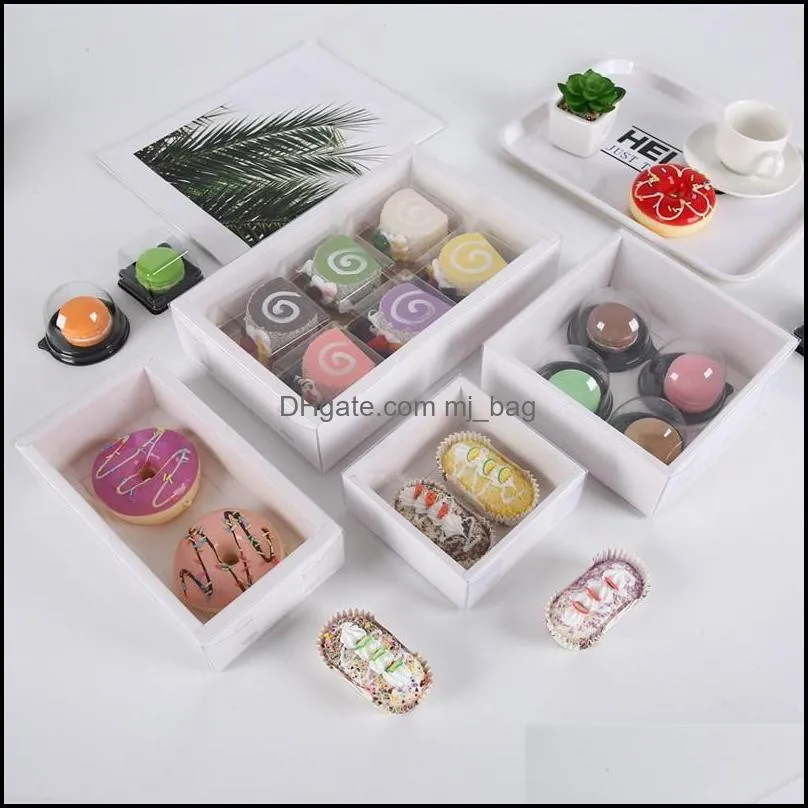 white transparent biscuit pastry box gift cover cake baking packaging boxes paper gifts box customized 1223 v2