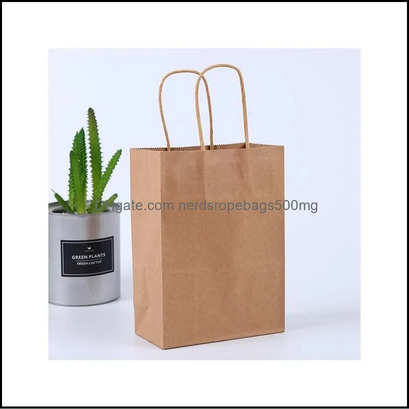 shopping bags kraft paper multifunction high quality soft color bag with handles festival gift packaging bag 21x15x8cm 164 k2