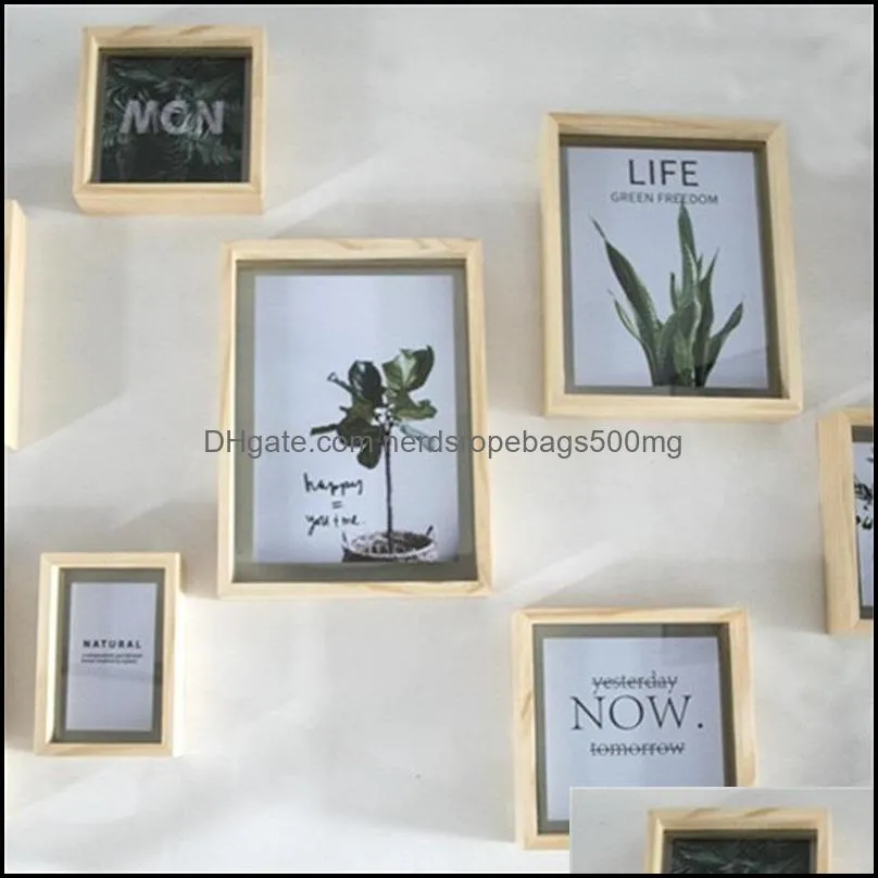 nordic style dried flower leaves diy pressed plant picture frames double side glass wooden frame home decoration wall art 1pc1 978 r2