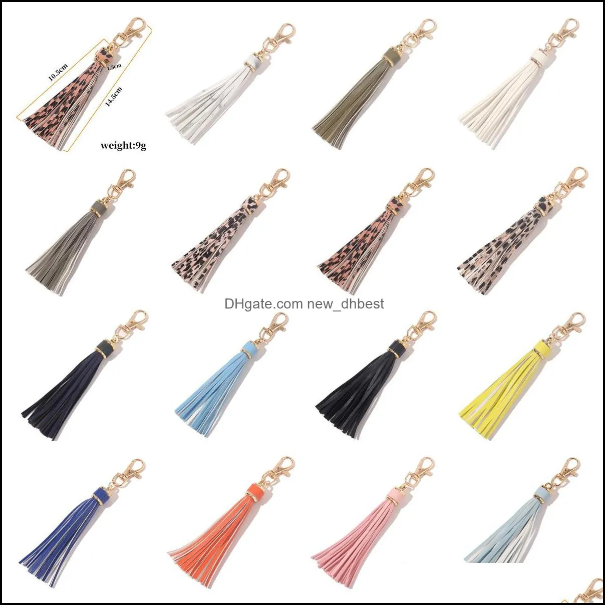 factory wholesale designer fashion tassel key chain women cute fringe bag accessory pu leather tassels car ring diy 1958 t2