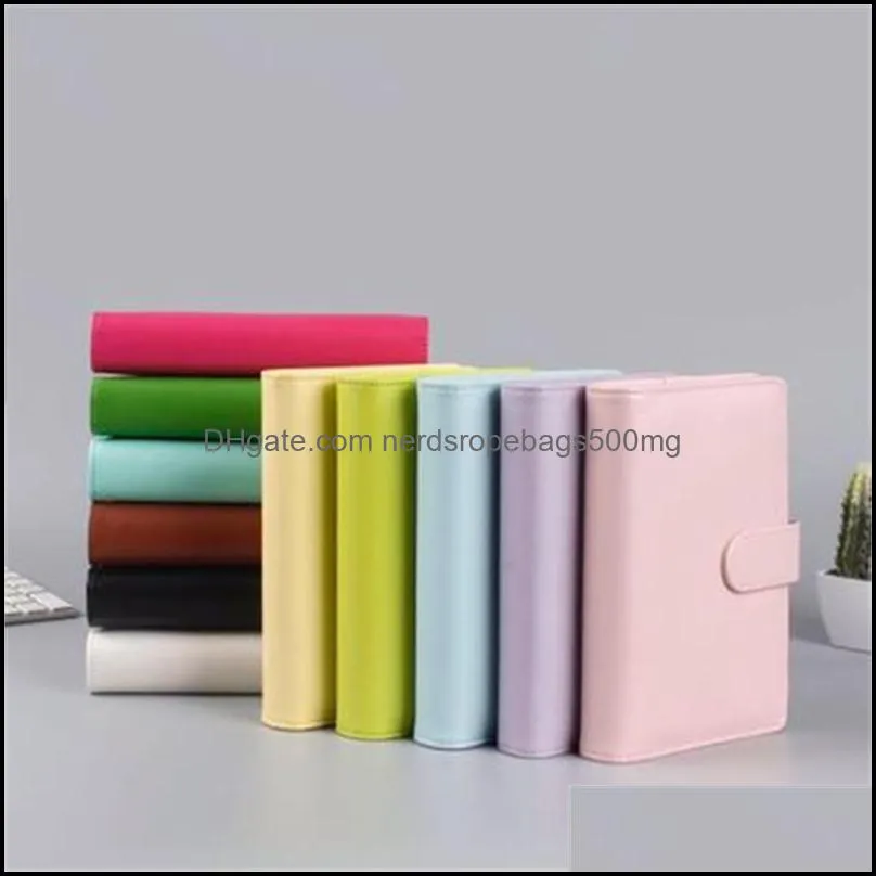 a6 pu leather empty notebook binder macaron color 19*13cm refillable 6 ring binder a6 filler paper magnetic buckle closure custom diy 99