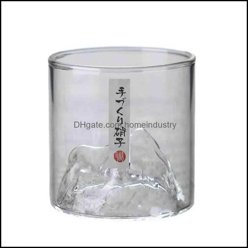 japane style whisky cup mountain shallow shape transparent glass cup fuji artwork gift whiskey glass glacier vodka wine cup