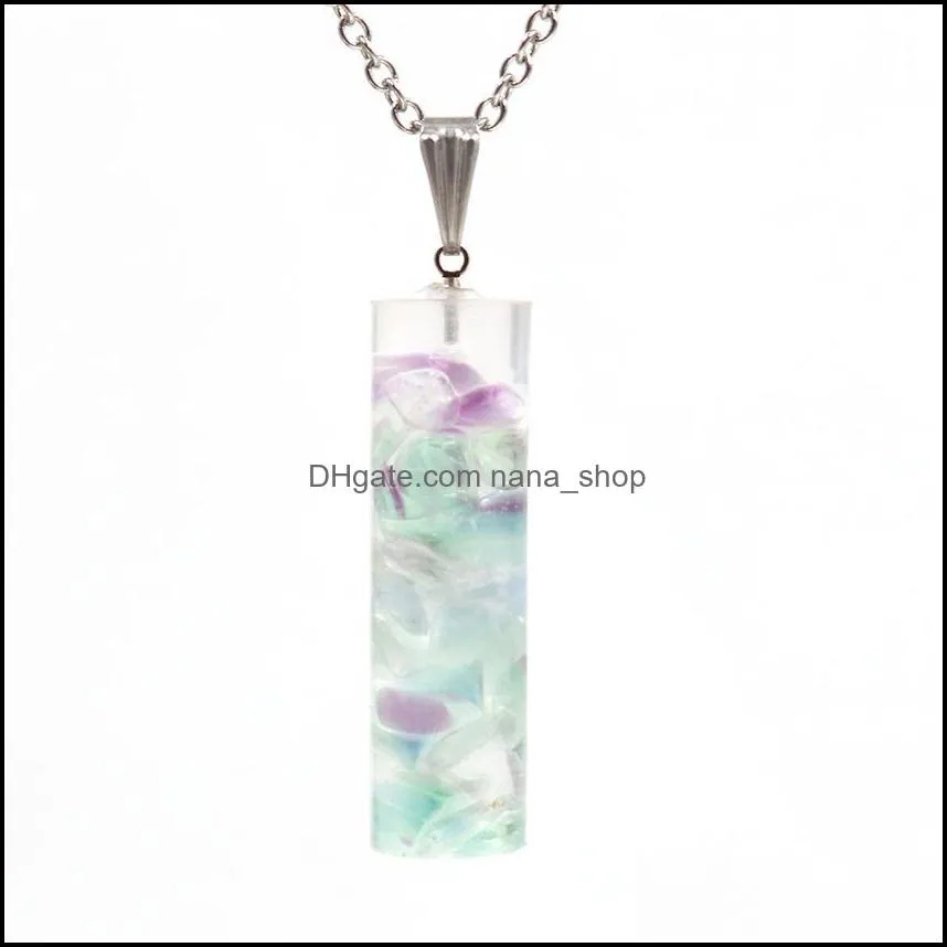 handmade raw quartz column pendant necklace for women men crystal point pendants jewelry