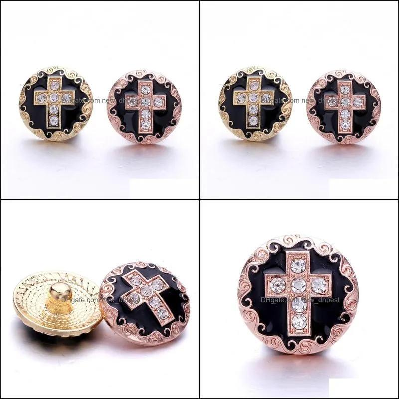 rhinestone gadget clasps cross 18mm snap button charms for snaps diy jewelry findings suppliers gift