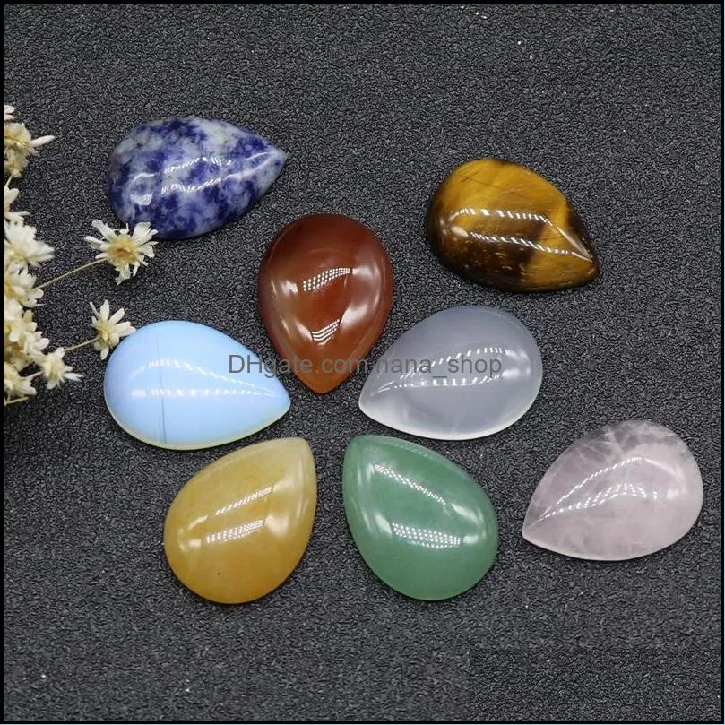 18*25mm flat back assorted loose stone teardrop cab cabochons beads for jewelry making waterdrop healing crystal wholesale
