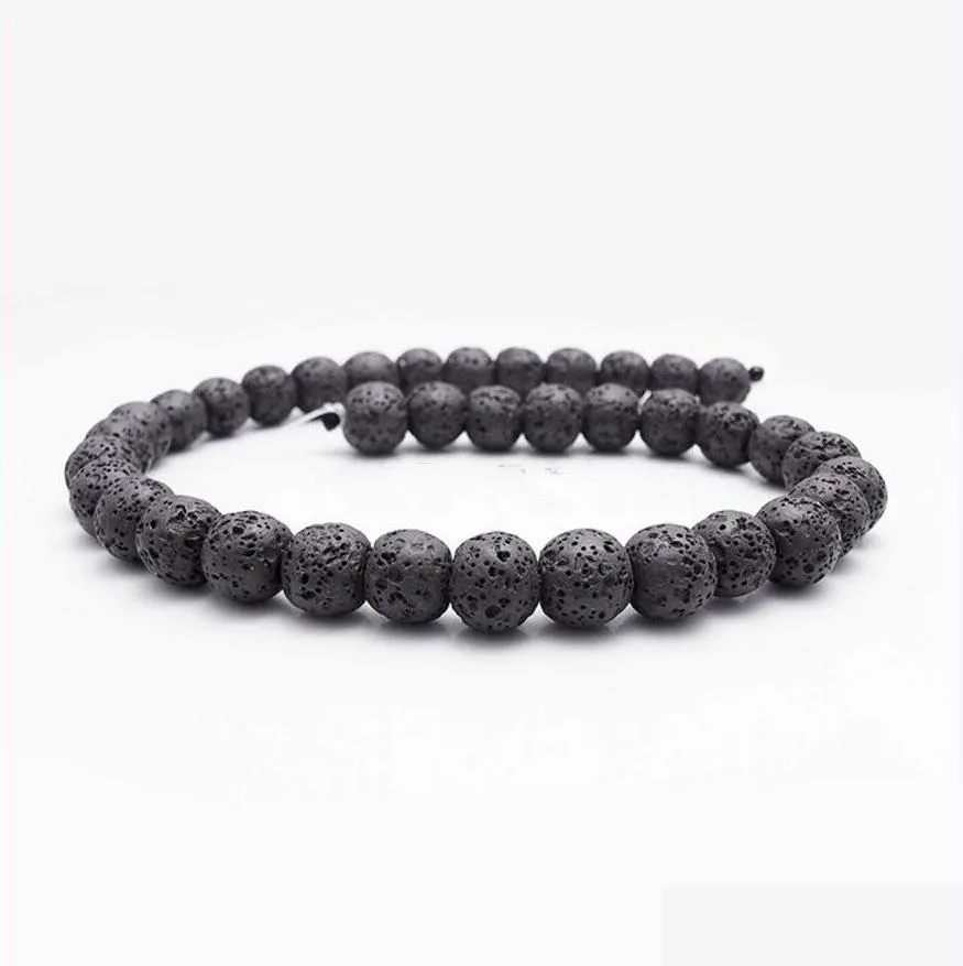 1strand/lot 8mm natural volcanic lava stone loose beads diy essential oil diffuser charm jewelry making accessories