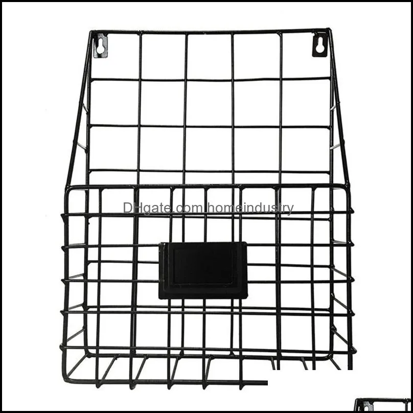 hooks & rails metal decorative storage basket wall-mounted grid hanging rack spaper magazine file iron office home decoratiohooks