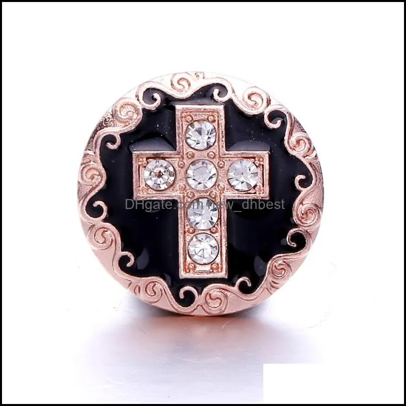 rhinestone gadget clasps cross 18mm snap button charms for snaps diy jewelry findings suppliers gift