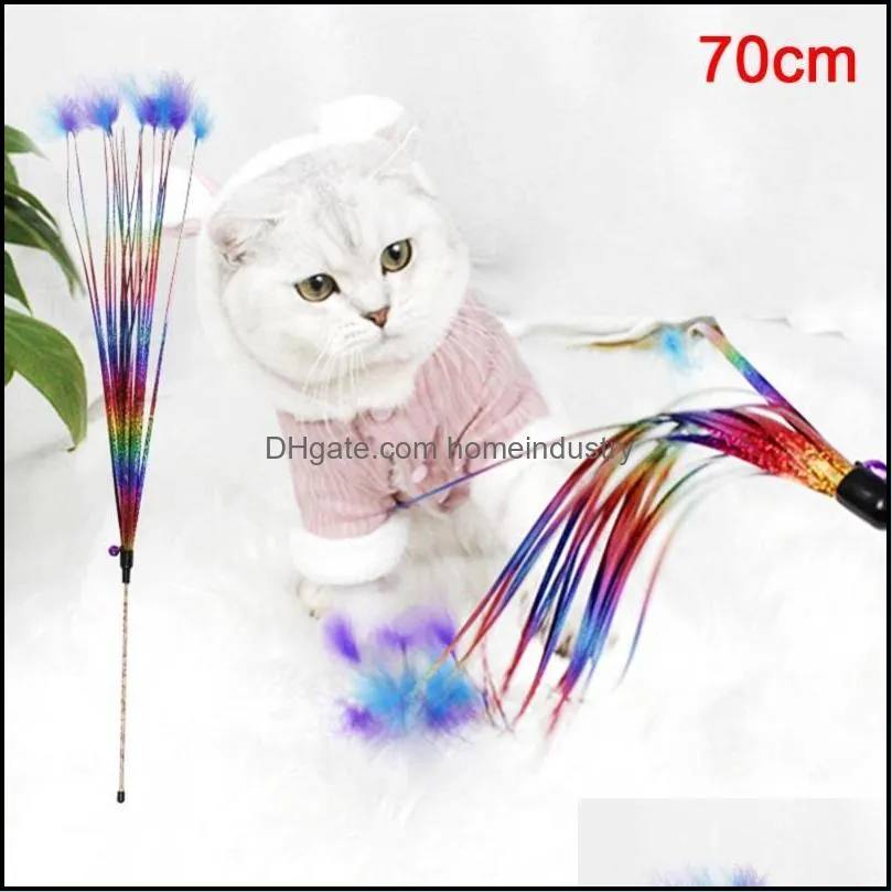 cat toys portable pet kitten feather bell tassel teaser playing stick wand rod interactive toycat
