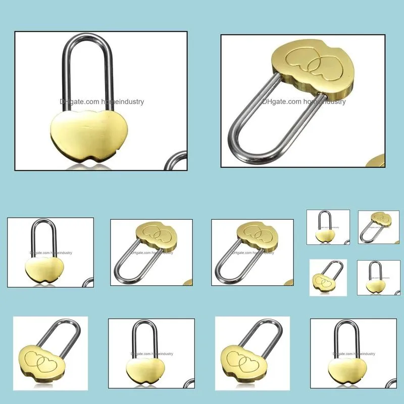 new padlock love lock engraved double heart valentines anniversary day gifts 100pcs/lot