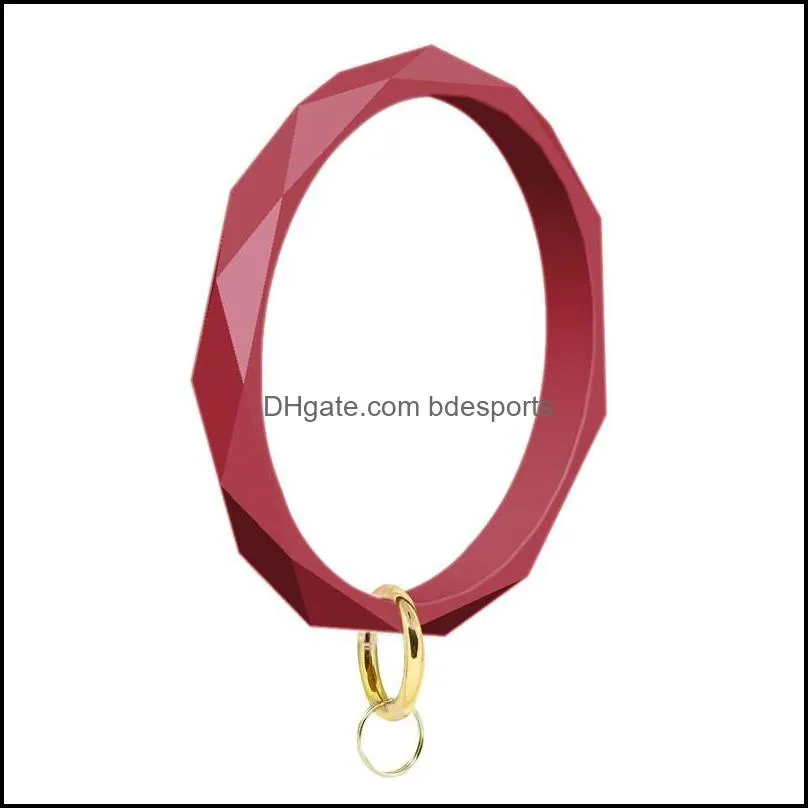 Silicone Bracelet Keychain Chain Round Circle Twist Bangle Ring Key Holder for Woman Wrist Strap Bracelets 1910 V2