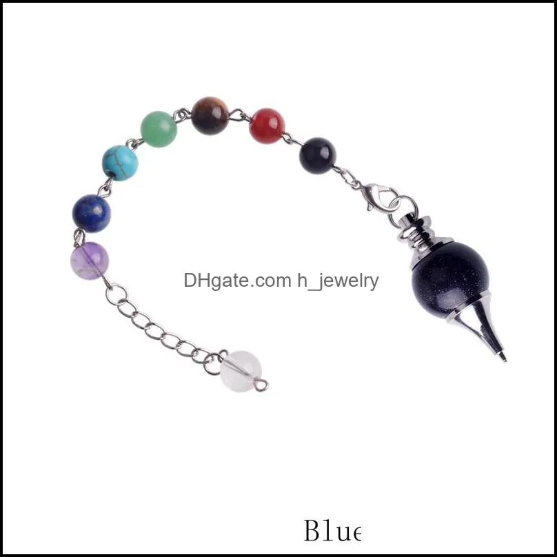 12pc/set 7 chakra stone pendulum healing crystal quartz pendulum necklace spirituality yoga jewelery woman men gift