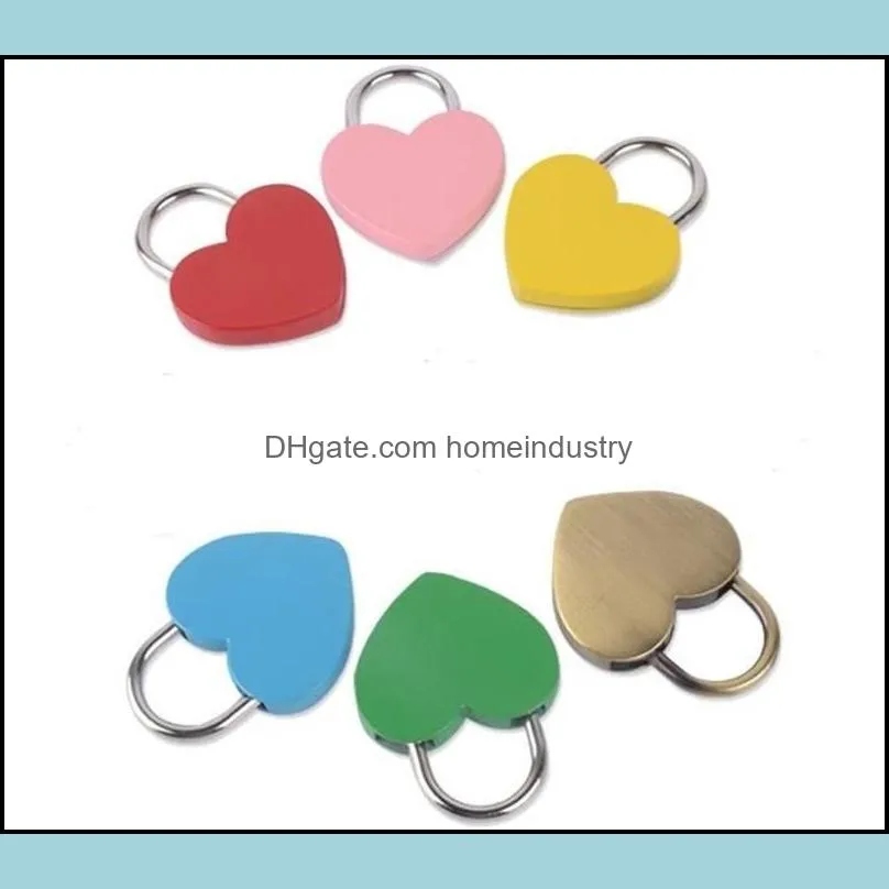 7 colors heart shaped concentric lock metal mulitcolor key padlock gym toolkit package door locks building supplies