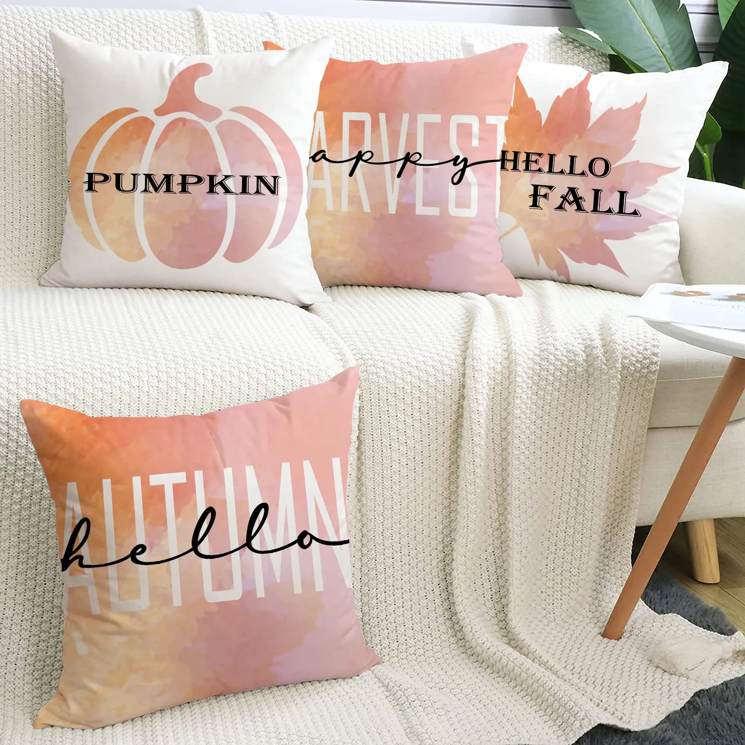 fall pillow covers 16x16 inch set of 4 hello fall happy harvest pumpkin maple leaf pillow covers for fall thanksgiving holiday autumn decor decoration