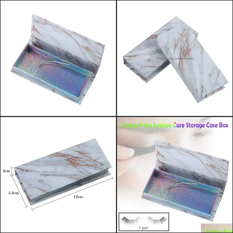 elegant white marble empty eyelashes case storage mirror box false eye lashes magnetic and non magnet dropshipping x#3