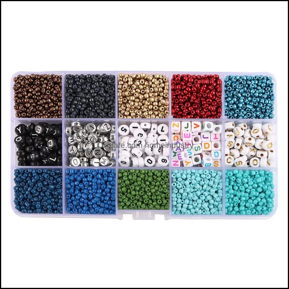 children`s handmade diy necklace glass beads material with holes bracelet string beads set