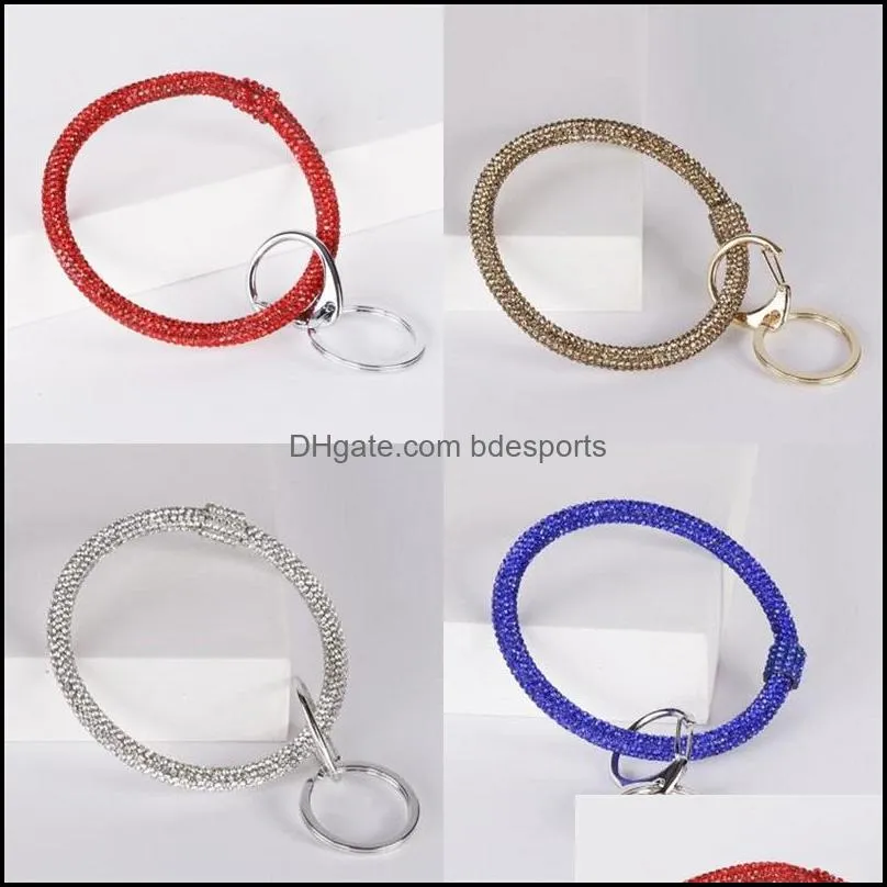 Silicone Rhinestone Wristbands Key Rings Woman Man Fitness Exercise Wrap Bracelet Keys Chain Colorful Bangles Buckle 9 5dm L1