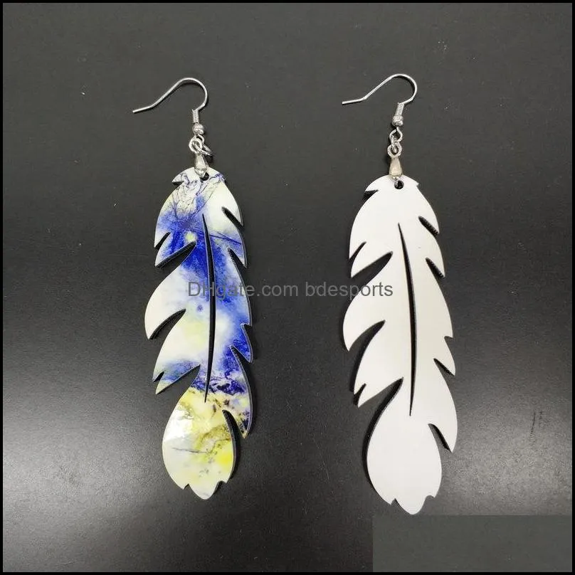 2021 Fashion 14 styles sublimation blank Earrings Double-sided sublimation leaves shape eardrop with DIY earring gift party favor 276