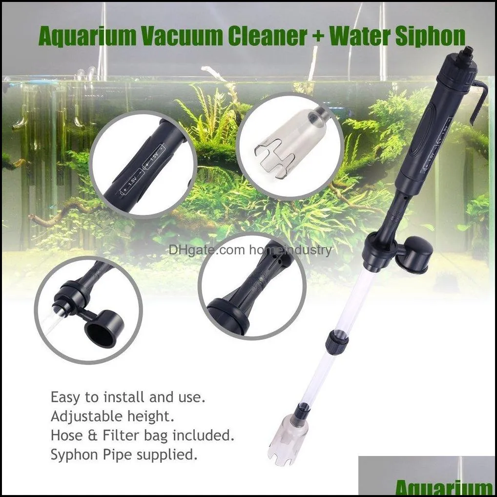 rium battery syphon operated fish tank vacuum gravel water filter clean siphon cleaner tools y200917