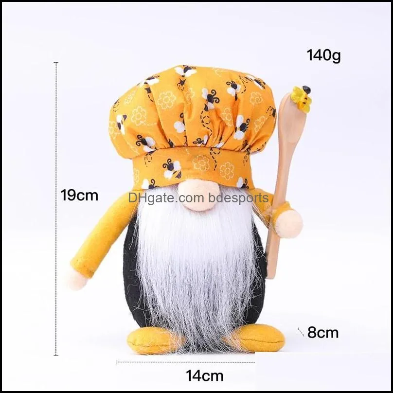 Bee Chef Gnome Man Woman Scandinavian Honey Bee Dwarf Doll Faceless Bee Home Farmhouse Kitchen Decor 1259 V2