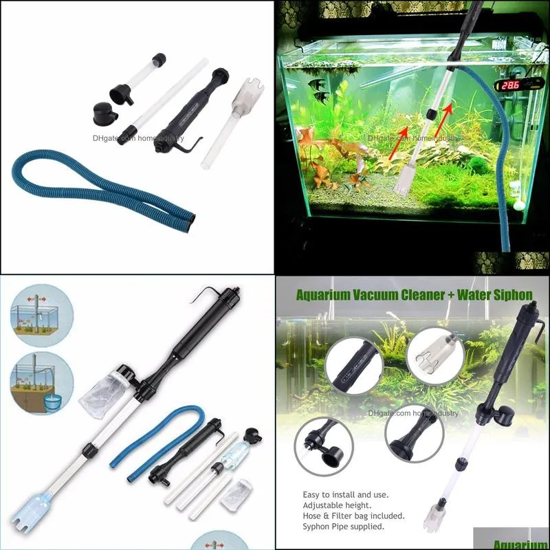 rium battery syphon operated fish tank vacuum gravel water filter clean siphon cleaner tools y200917