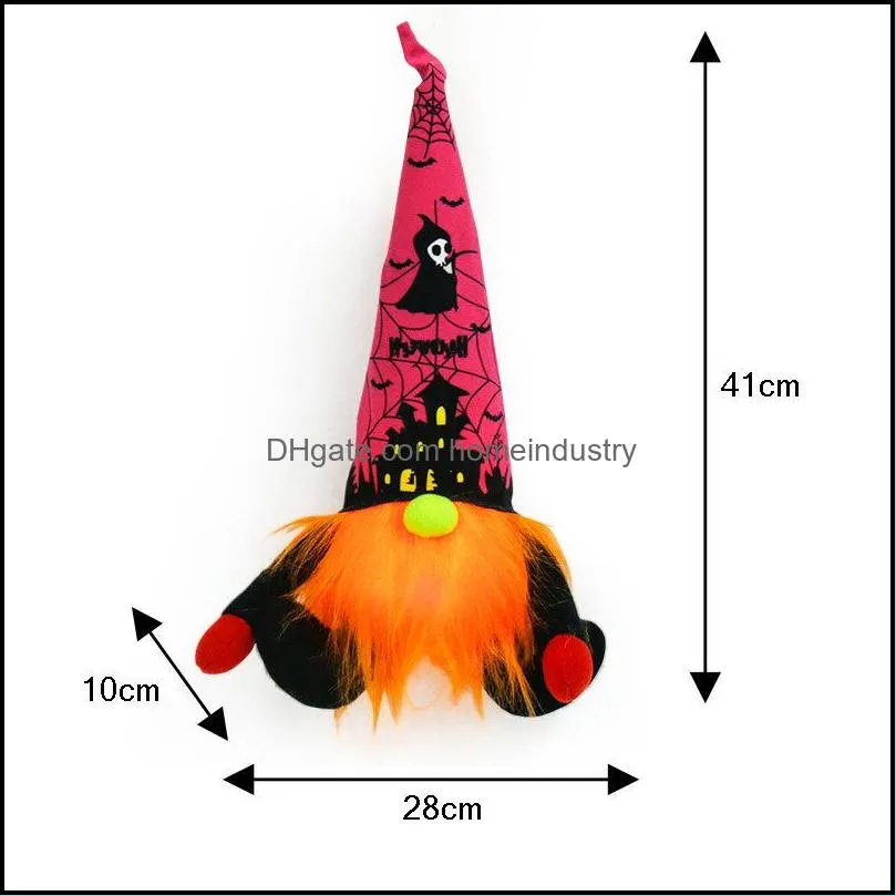 party decoration 1pc halloween gnome elf decorations led luminous home ornaments glowing children faceless doll witches and spiders