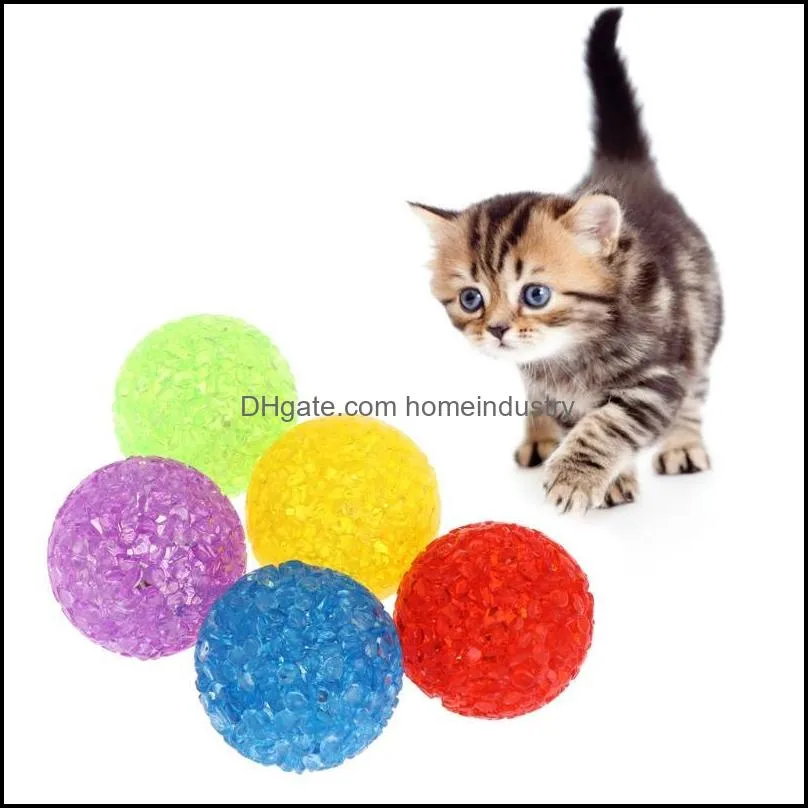cat toys 5pcs/pack dog ball crystal style built-in bells fun interactive pet training chew toyscat