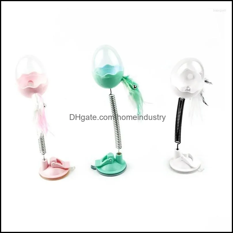 cat toys 1pc dog tumbler toy leaking ball stick interactive 3colors with sucker spring feather flash bell swings pet