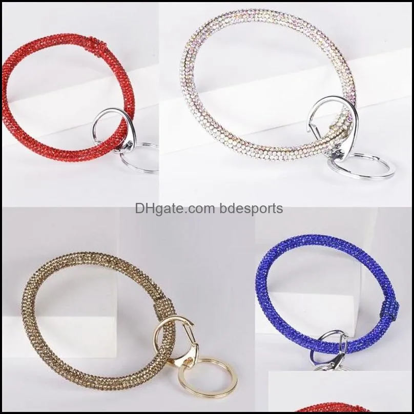 Silicone Rhinestone Wristbands Key Rings Woman Man Fitness Exercise Wrap Bracelet Keys Chain Colorful Bangles Buckle 9 5dm L1