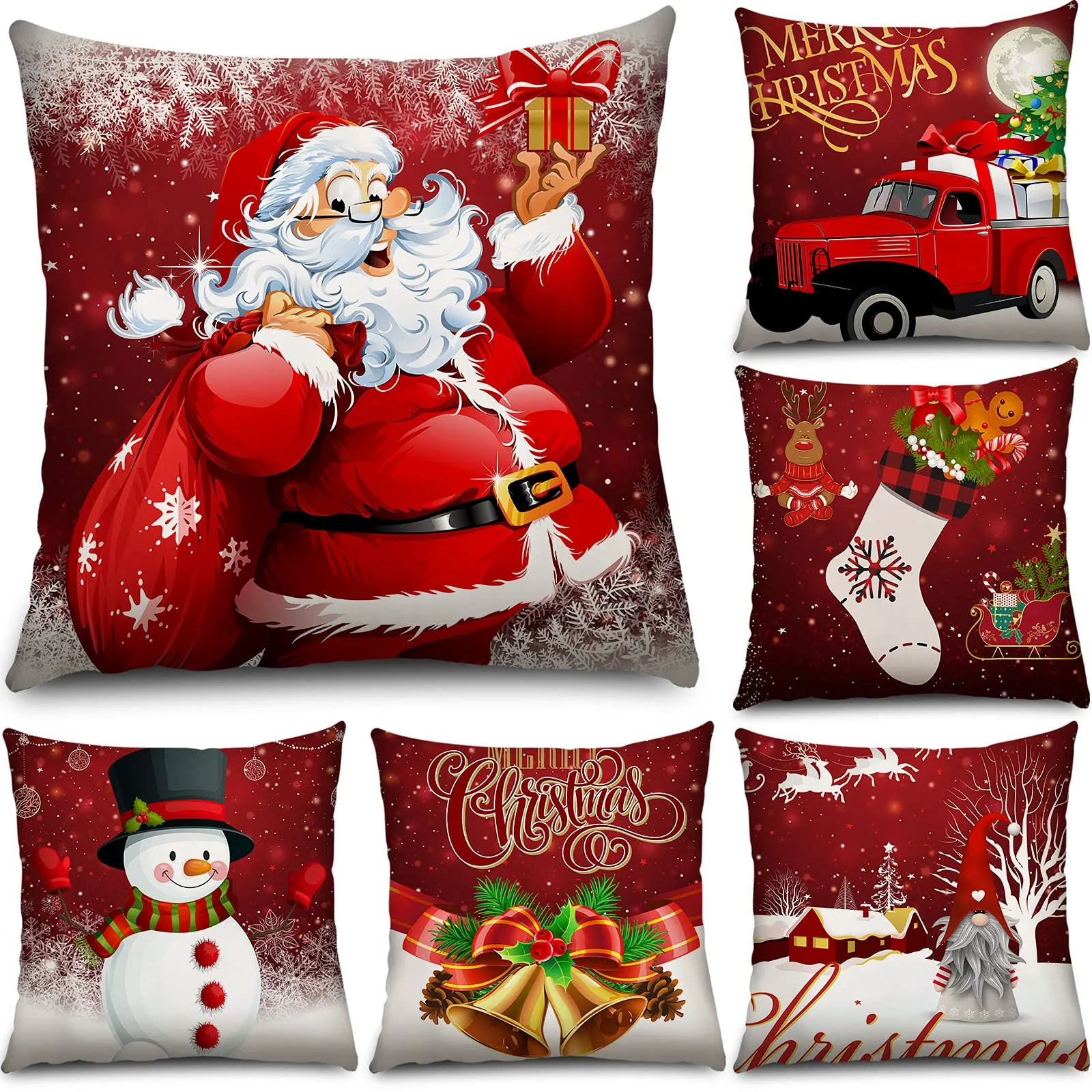 gray christmas pillow covers 18x18 set of 4 farmhouse christmas decorations merry tree let it snow believe snow hello winter holiday decor throw cushion case for home couch s22c08