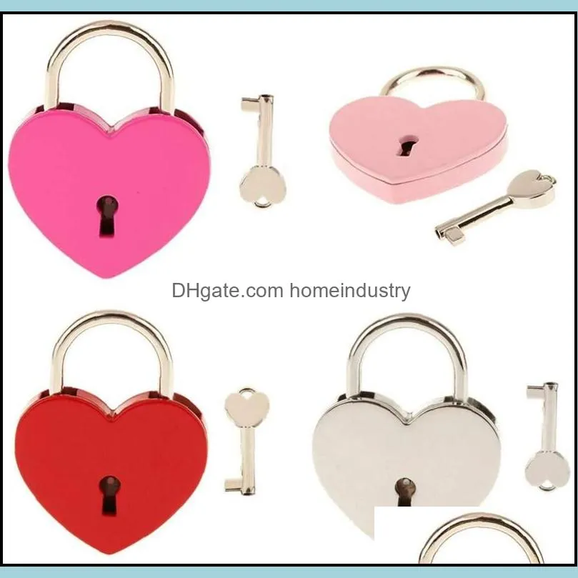 wholesale 7 colors heart shaped concentric lock metal mulitcolor key padlock gym toolkit package door locks building supplies