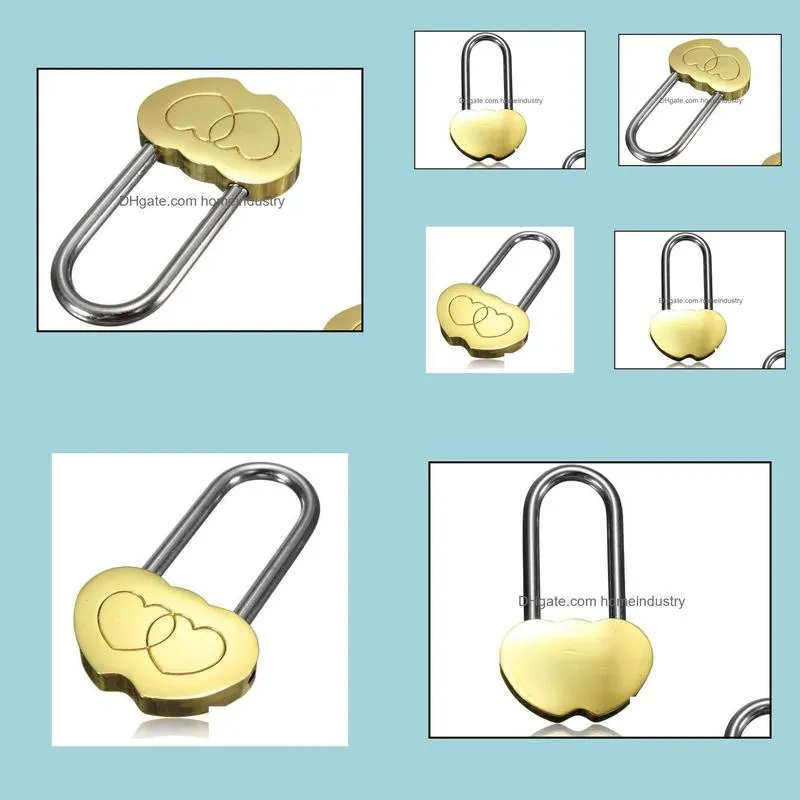 new padlock love lock engraved double heart valentines anniversary day gifts 100pcs/lot