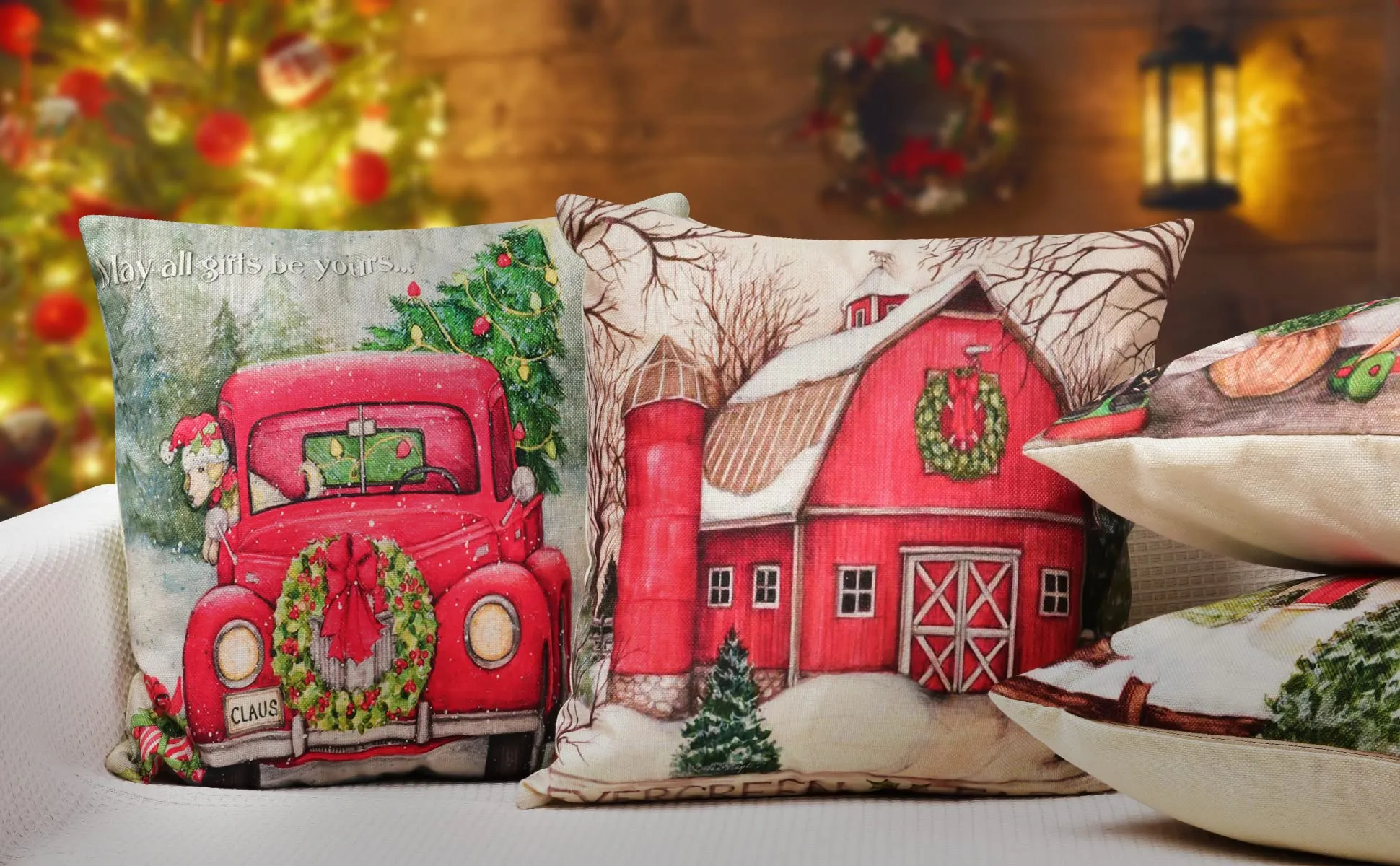 christmas decorations christmas pillow covers 18 x 18 inches set of 4 xmas series cushion pillow cover custom zippered square pillowcase